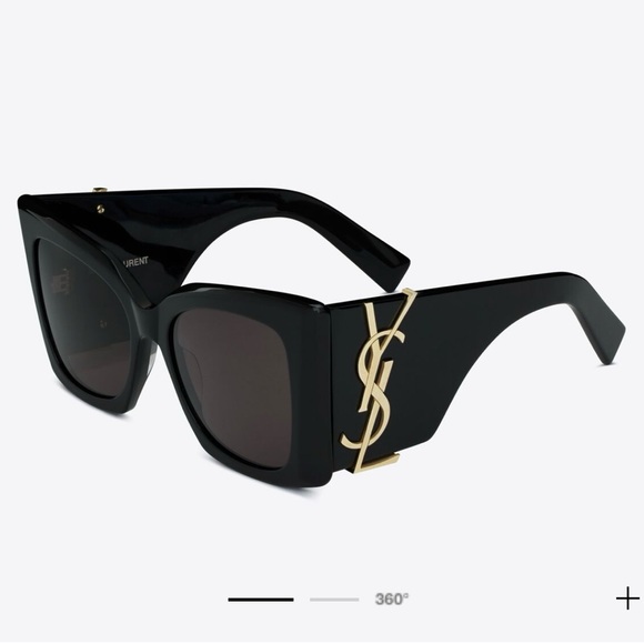 YSL Saint Laurent Black “Blaze” Oversized Sunglasses - Picture 1 of 3